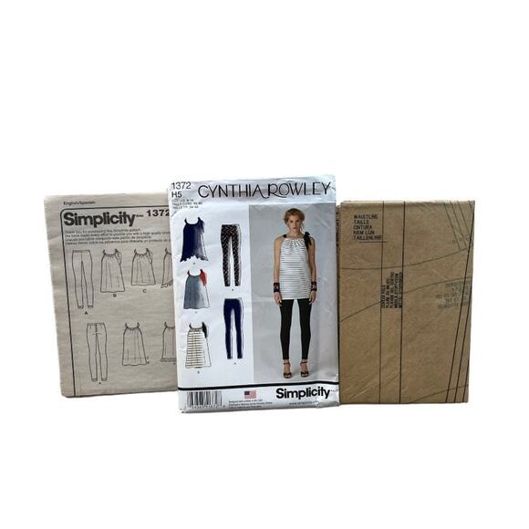 Simplicity 1372 Cynthia Rowley Misses' Summer Mini-Dress Top Tunic Knit Leggings - Picture 4 of 5